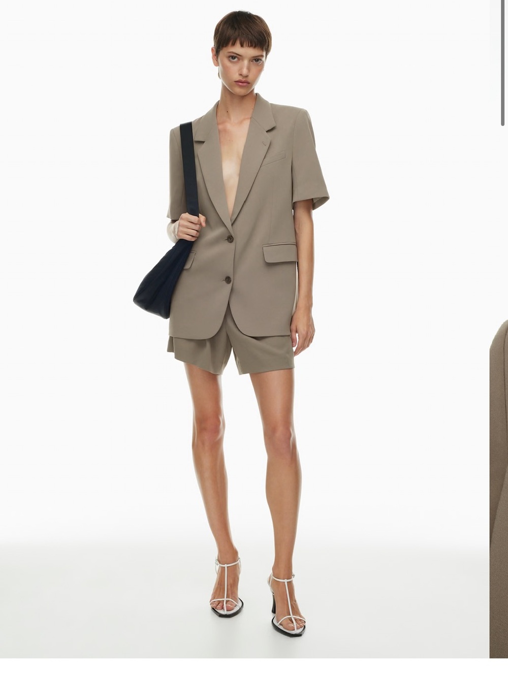 Aritzia Taupe Short-Sleeve Blazer
